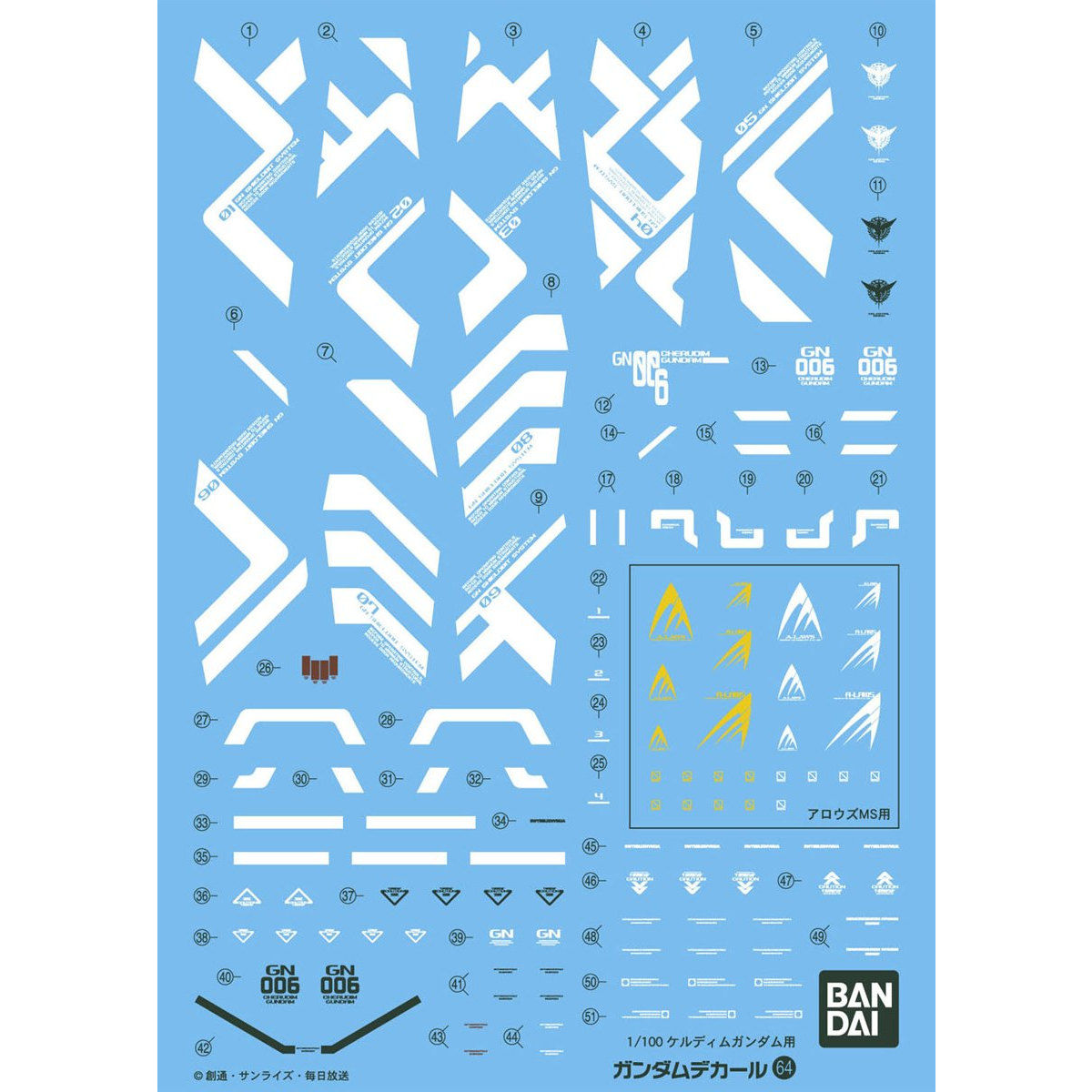 GUNDAM DECAL 1/100 PARA CHERUDIM GUNDAM - Nº 064