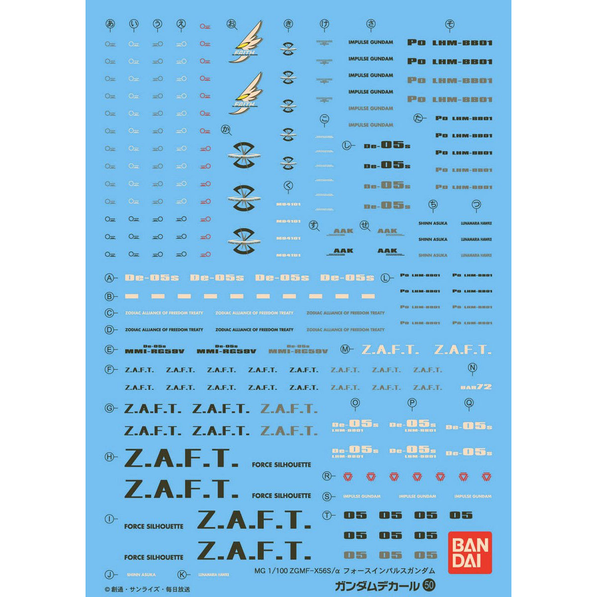 GUNDAM DECAL 1/100 PARA MG FORCE IMPULSE GUNDAM - Nº 050