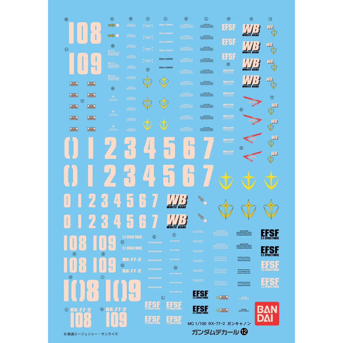 GUNDAM DECAL 1/100 PARA MG GUNCANNON - Nº 012