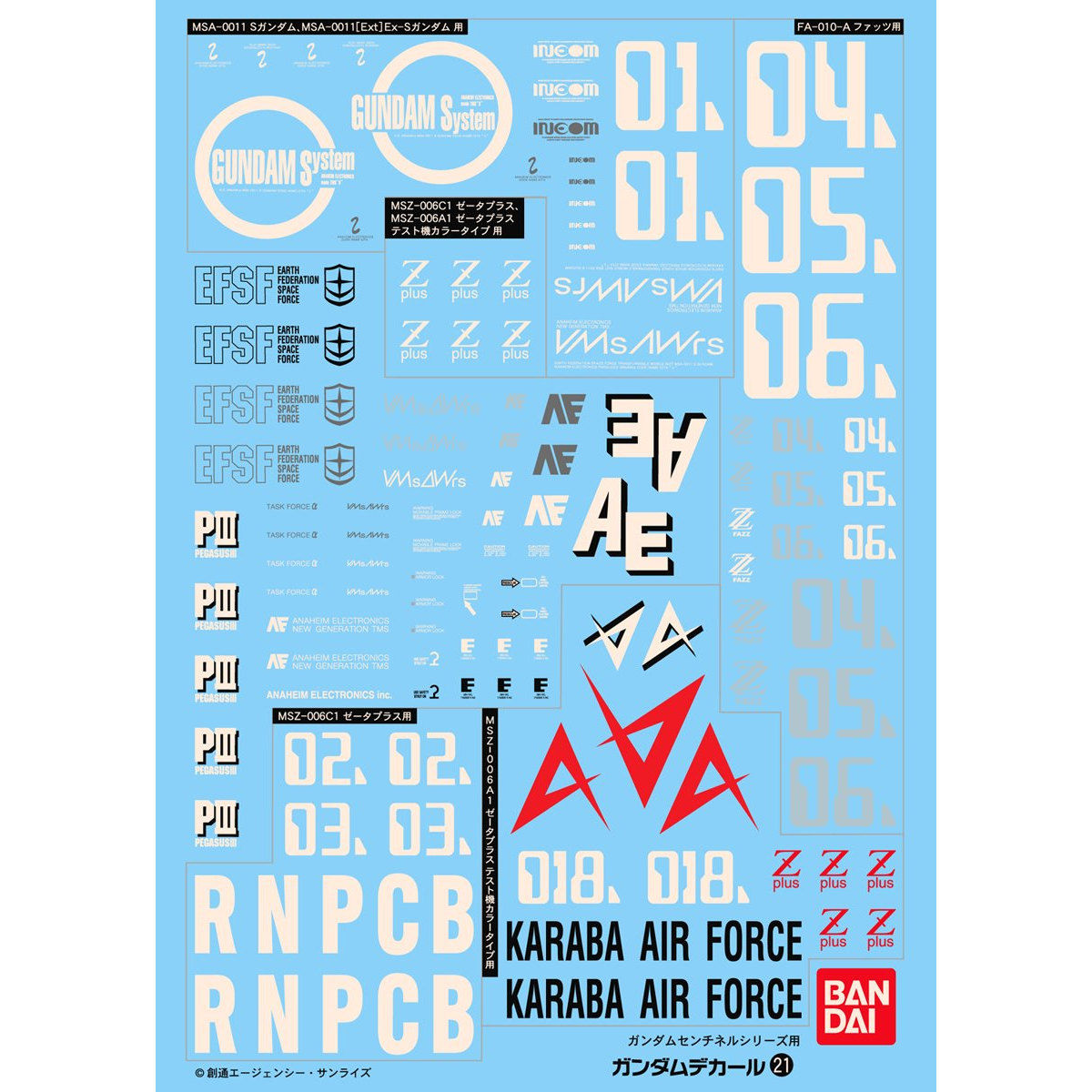 GUNDAM DECAL 1/100 PARA MG GUNDAM SENTINEL - Nº 021