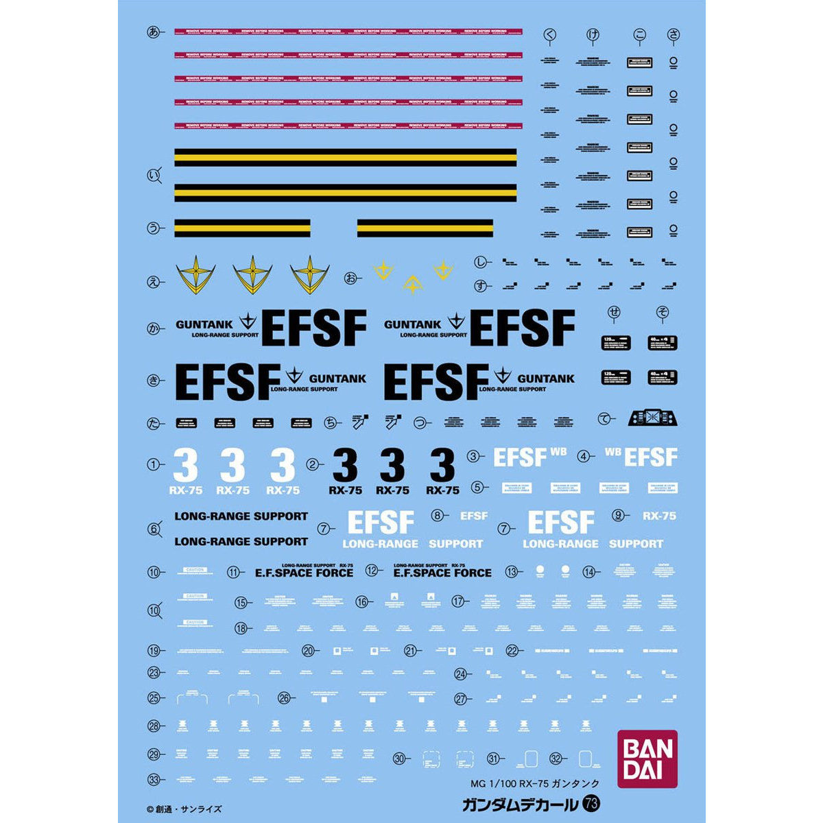 GUNDAM DECAL 1/100 PARA MG GUNTANK - Nº 073