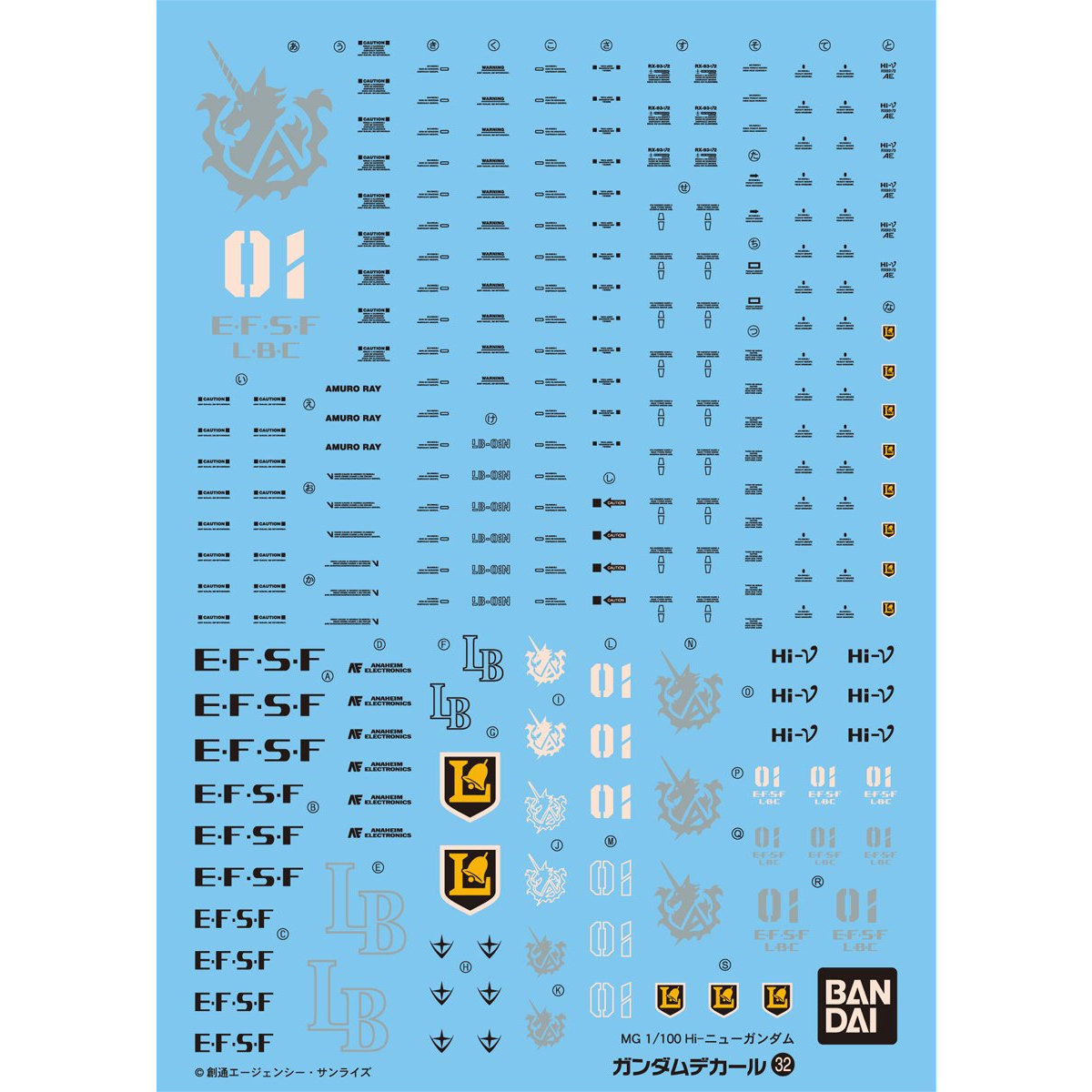 GUNDAM DECAL 1/100 PARA MG HI-NU GUNDAM - Nº 032
