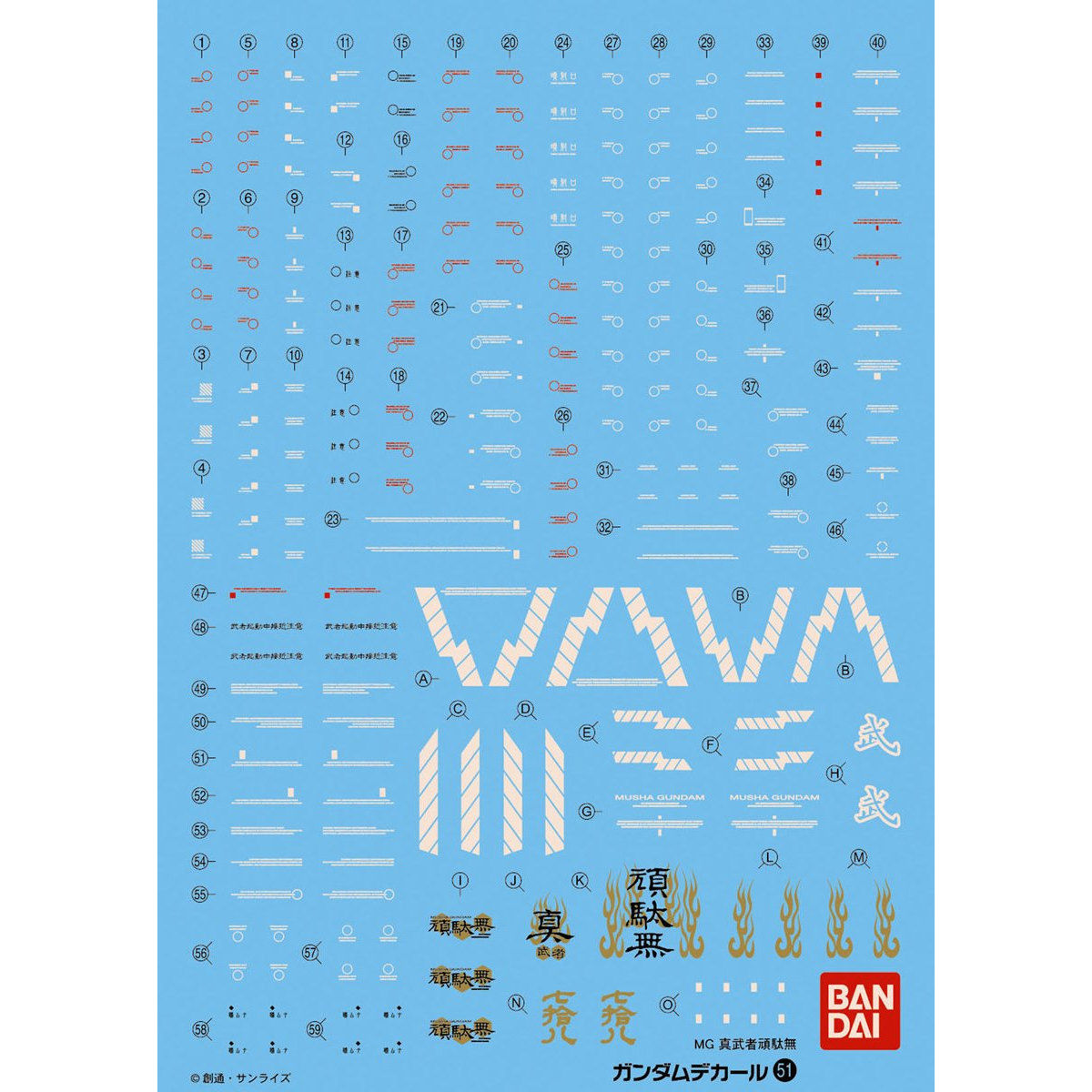 GUNDAM DECAL 1/100 PARA MG SHIN MUSHA GUNDAM - Nº 051