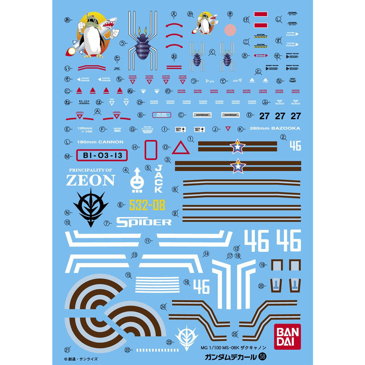 GUNDAM DECAL 1/100 PARA MG ZAKU CANNON - Nº 058