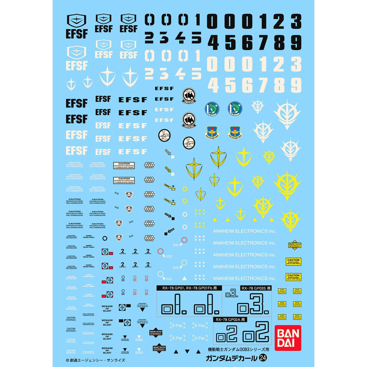GUNDAM DECAL 1/100 PARA SERIE MG MOBILE SUIT GUNDAM 0083 - Nº 024