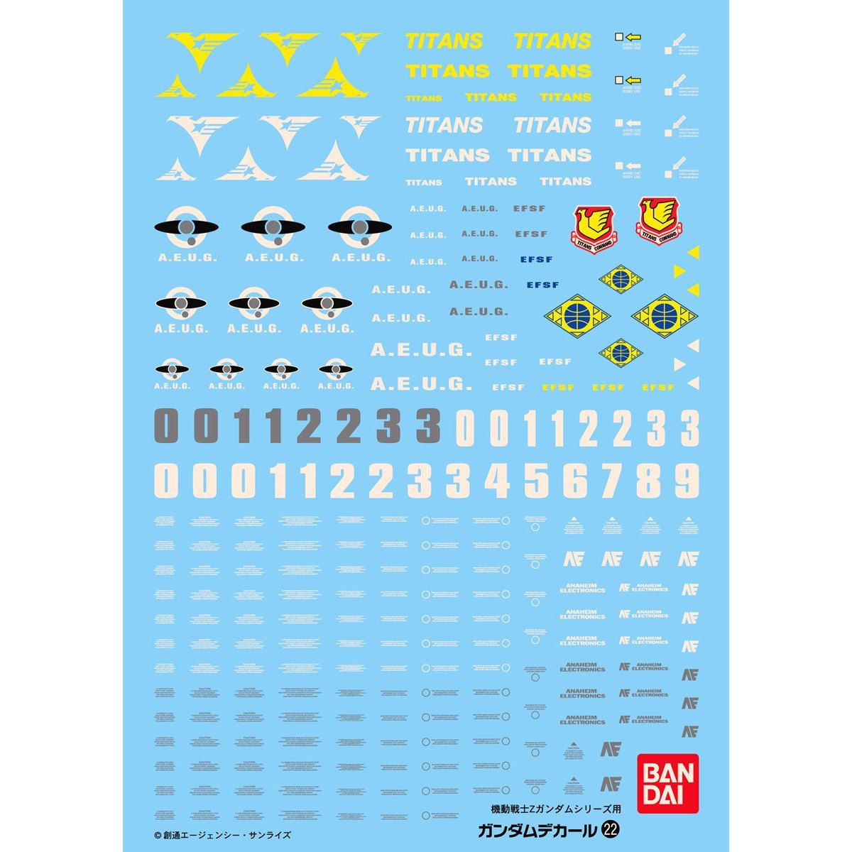 GUNDAM DECAL 1/100 PARA SERIE MG MOBILE SUIT Z GUNDAM - Nº 022