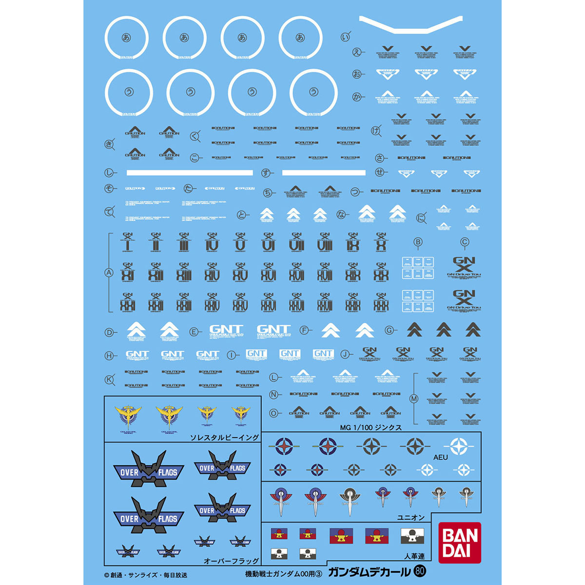 GUNDAM DECAL 1/100 Y 1/144 PARA SERIE GUNDAM 00 3 - Nº 080