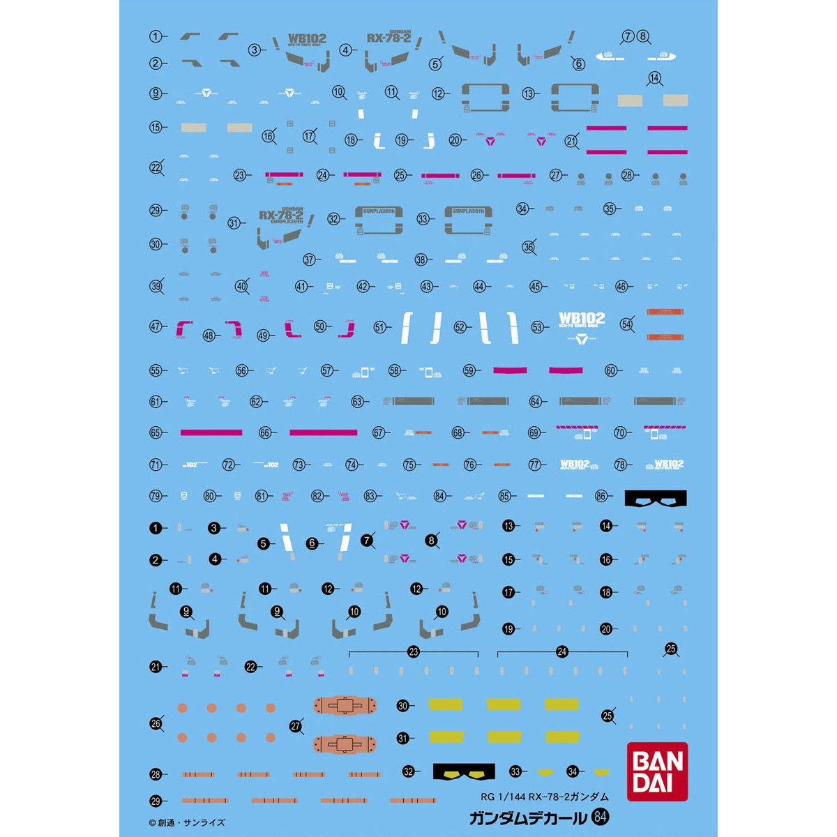 GUNDAM DECAL 1/144 PARA RG GUNDAM - Nº 084