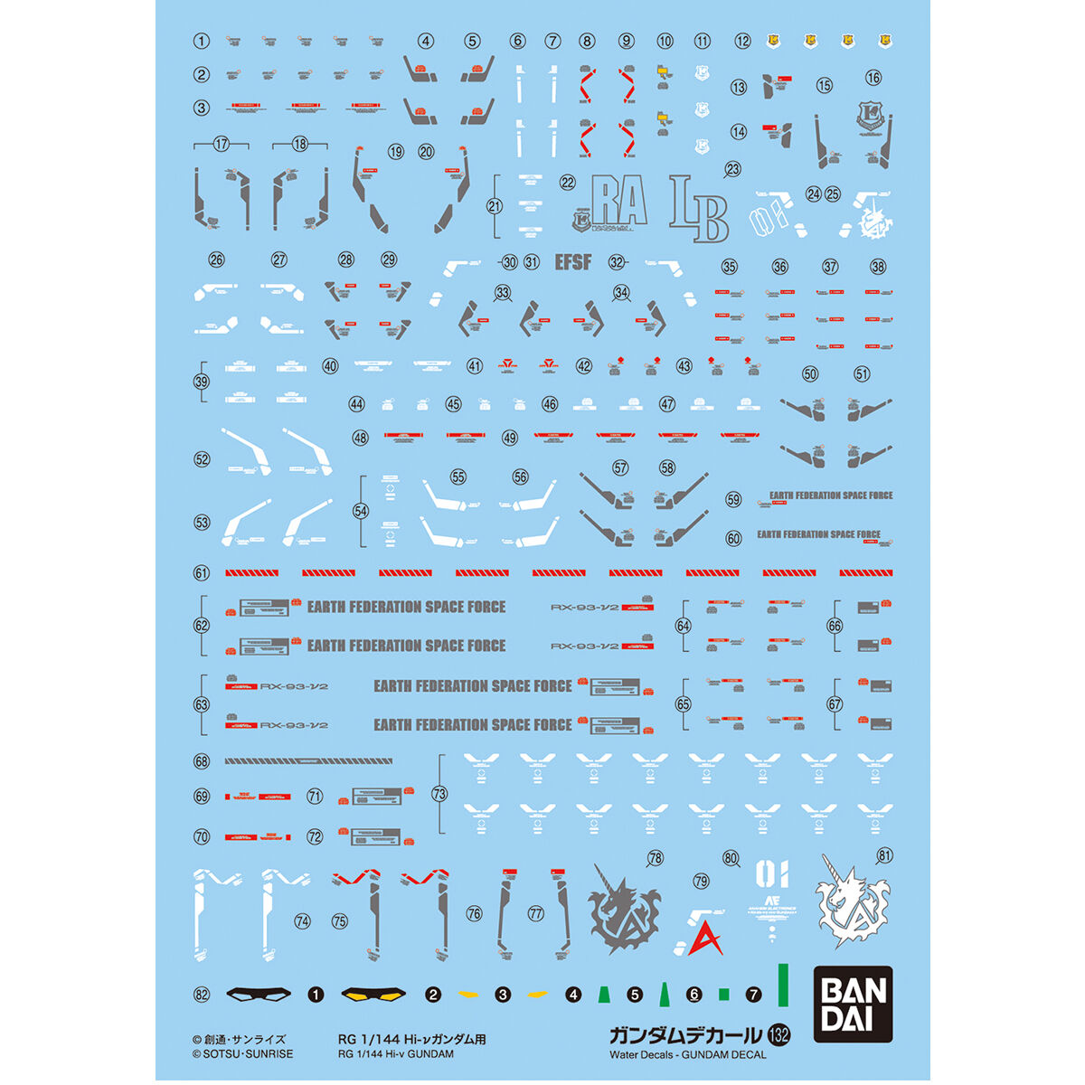 GUNDAM DECAL 1/144 PARA RG HI NU GUNDAM - Nº 132