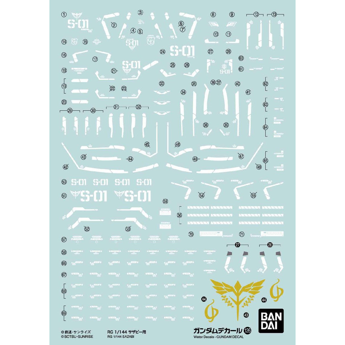 GUNDAM DECAL 1/144 PARA RG SAZABI - Nº 126