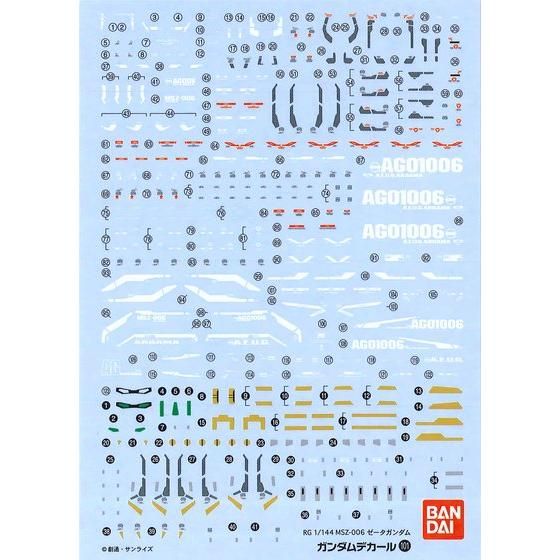GUNDAM DECAL 1/144 PARA RG ZETA GUNDAM - Nº 101
