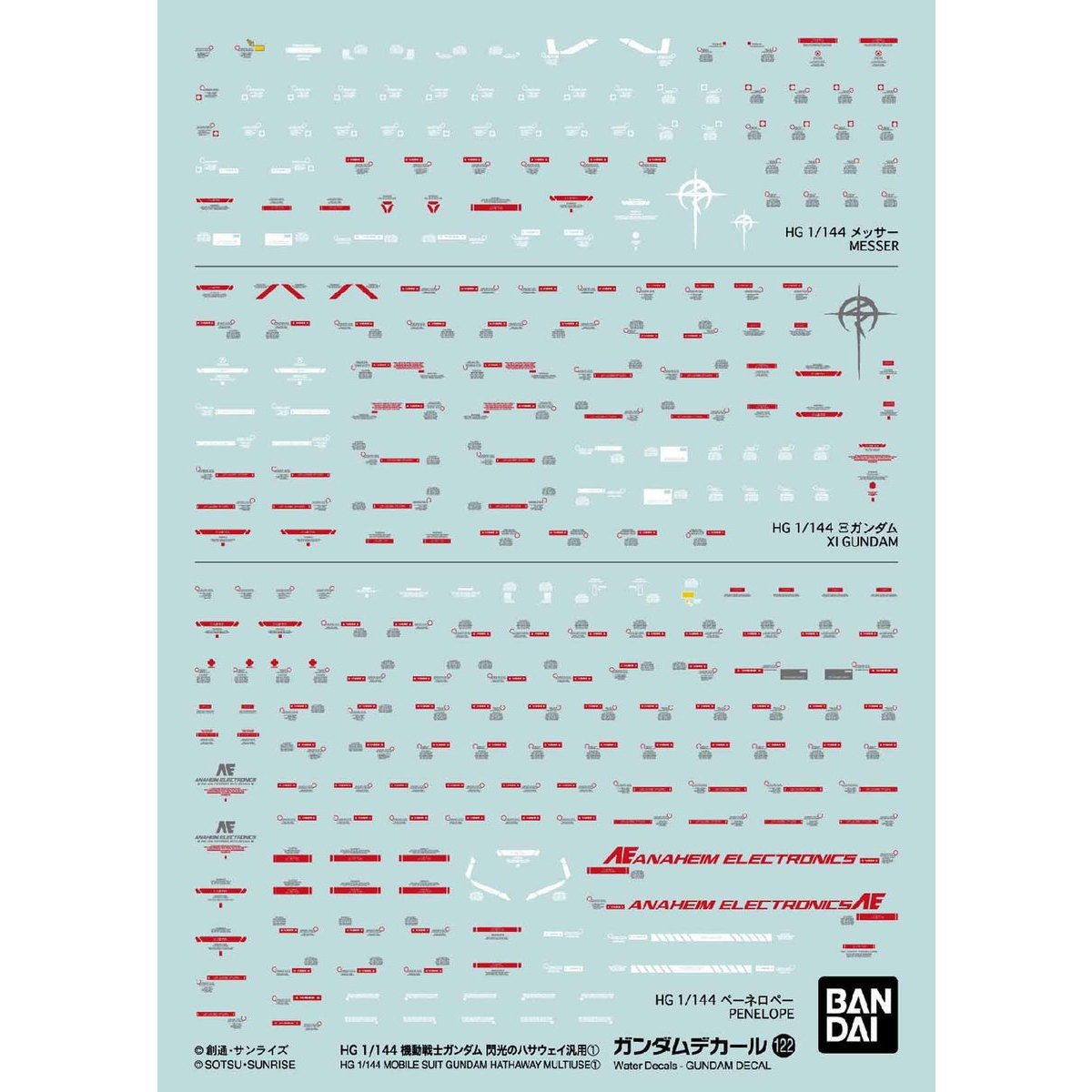 GUNDAM DECAL 1/144 PARA SERIE HG MOBILE SUIT GUNDAM HATHAWAY 1 - Nº 122