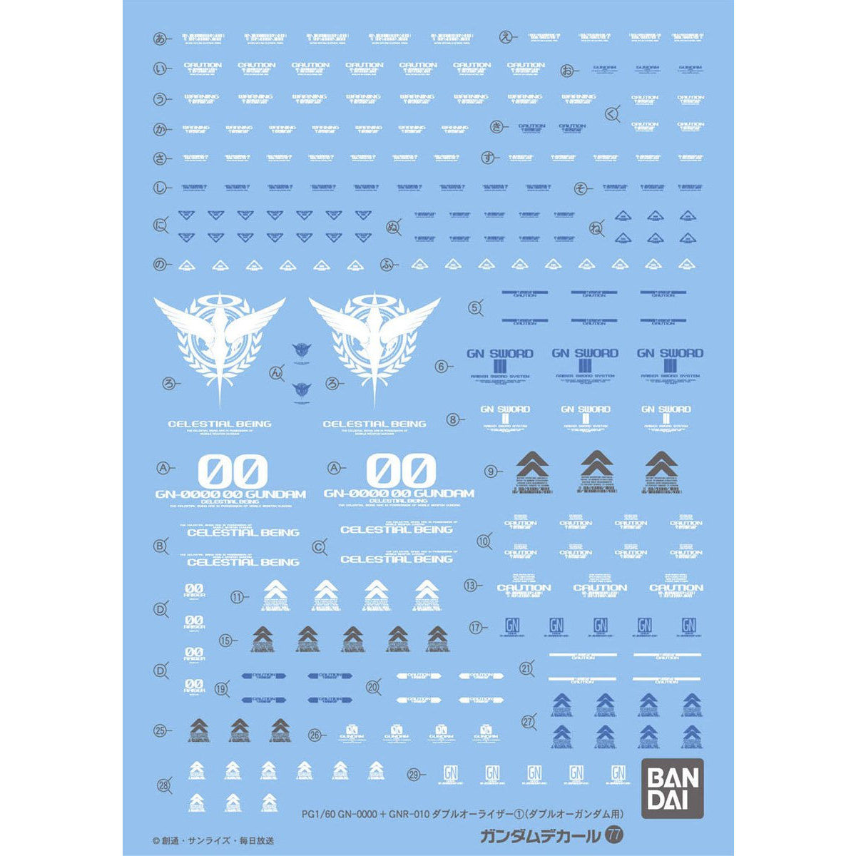GUNDAM DECAL 1/60 PARA PG 00 RAISER 1 - Nº 077