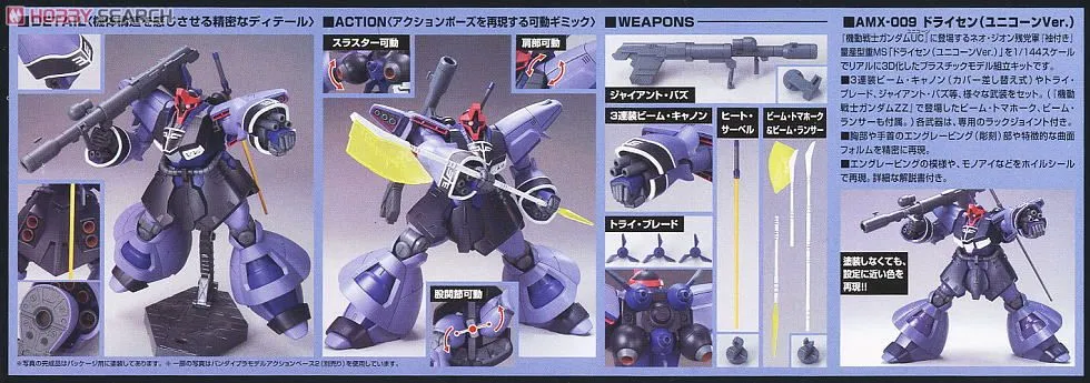 HGUC 1/144 AMX-009 DREISSEN UNICORN VER - Nº 124 - Imagen 5