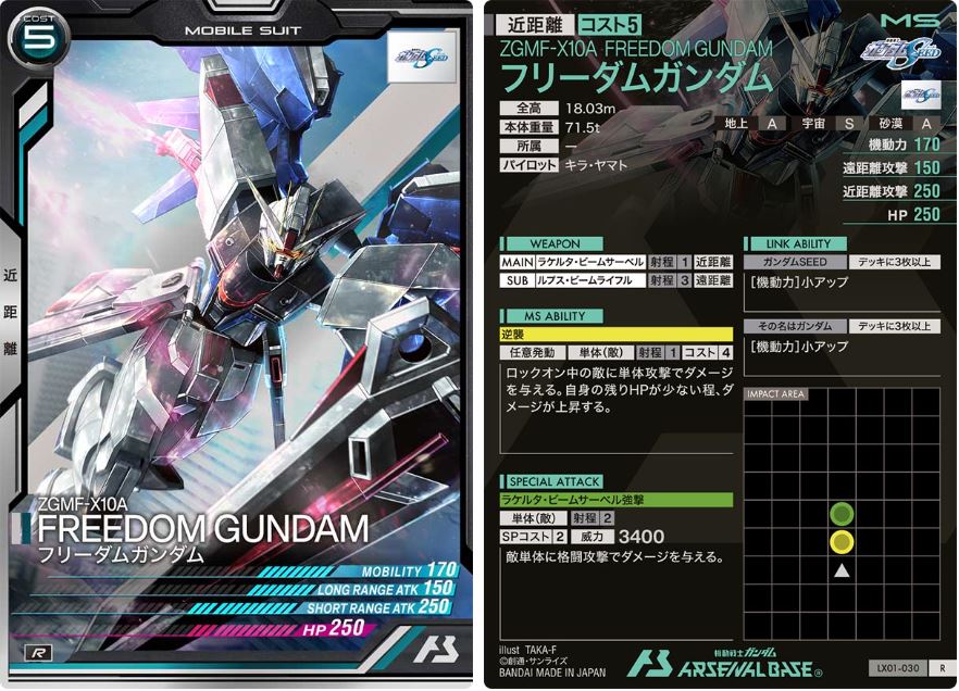 CARTA PROMOCIONAL ARSENAL BASE ZGMF-X10A FREEDOM GUNDAM - Nº LX01-030