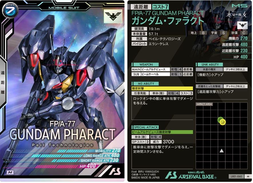 CARTA PROMOCIONAL ARSENAL BASE FP/A-77 GUNDAM PHARACT - Nº LX01-060