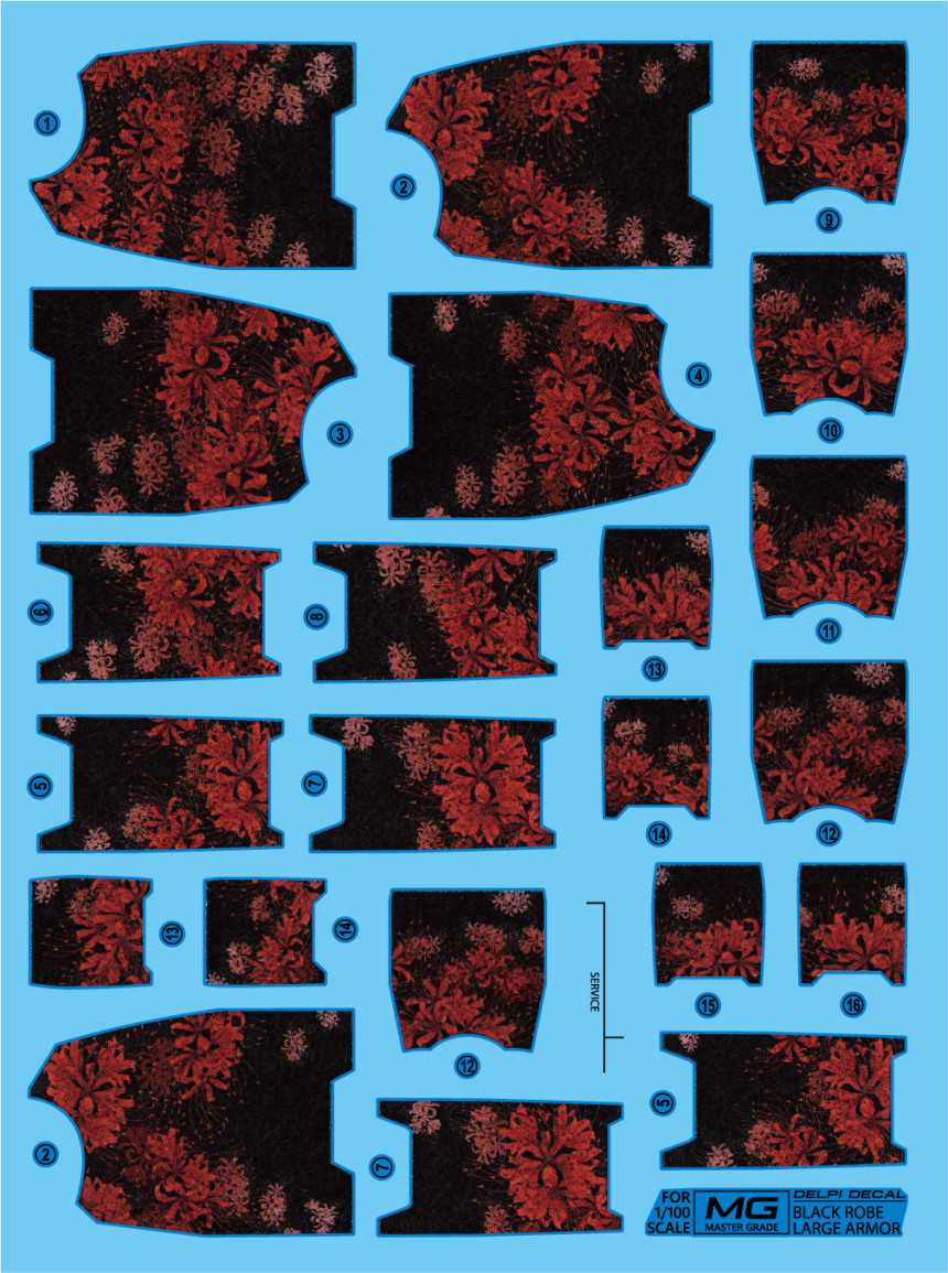 DELPI DECAL WATER DECAL PARA MG 1/100 BLACK ROBE