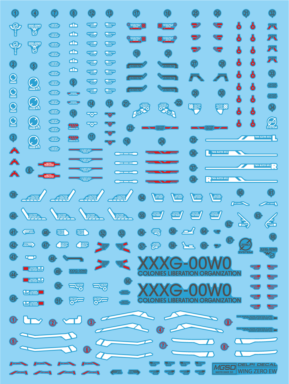 DELPI DECAL WATER DECAL PARA MGSD WING GUNDAM ZERO EW