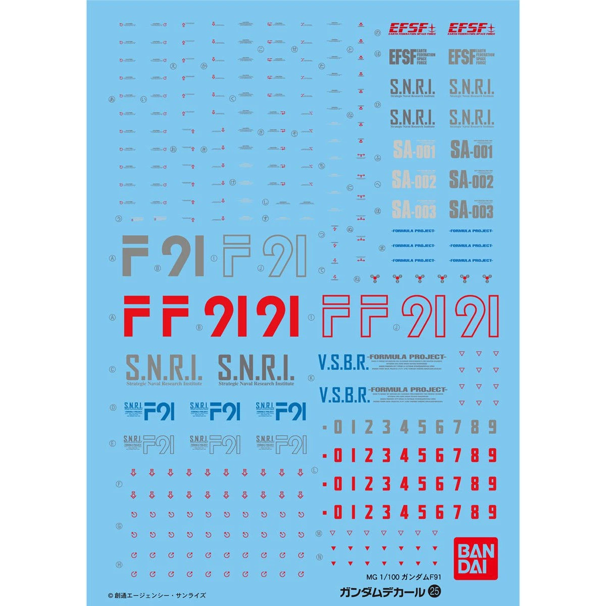 GUNDAM DECAL 1/100 PARA MG GUNDAM F91 - Nº 025