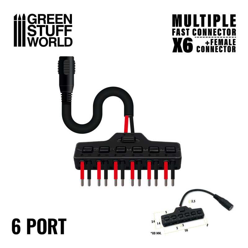 GREEN STUFF WORLD - CONECTOR RÁPIDO X6 SALIDAS + CABLE JACK HEMBRA