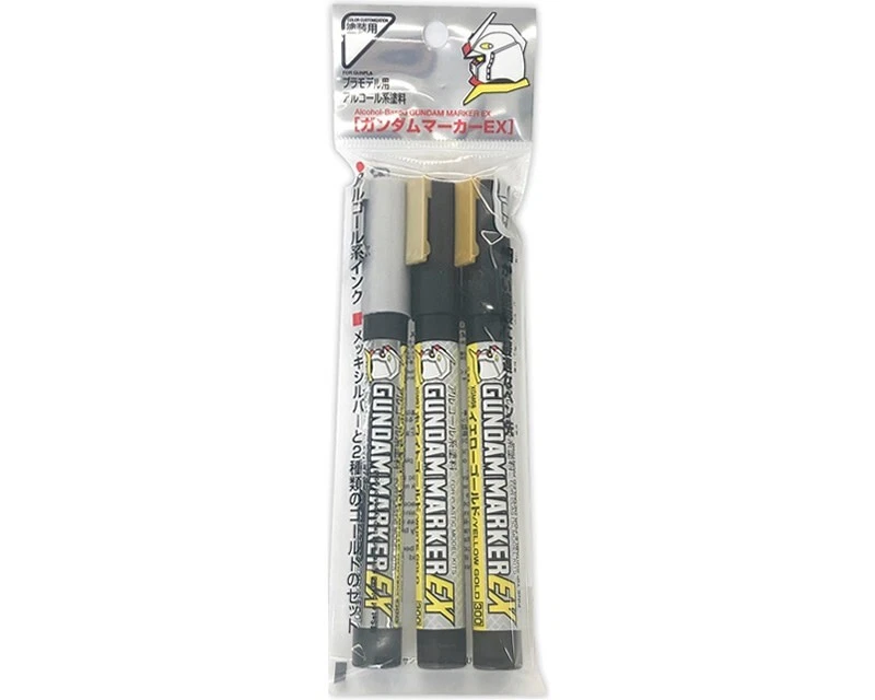 MR.HOBBY GUNDAM MARKER EX PLATED SILVER, WHITE & YELLOW GOLD XGMS100 - Imagen 2